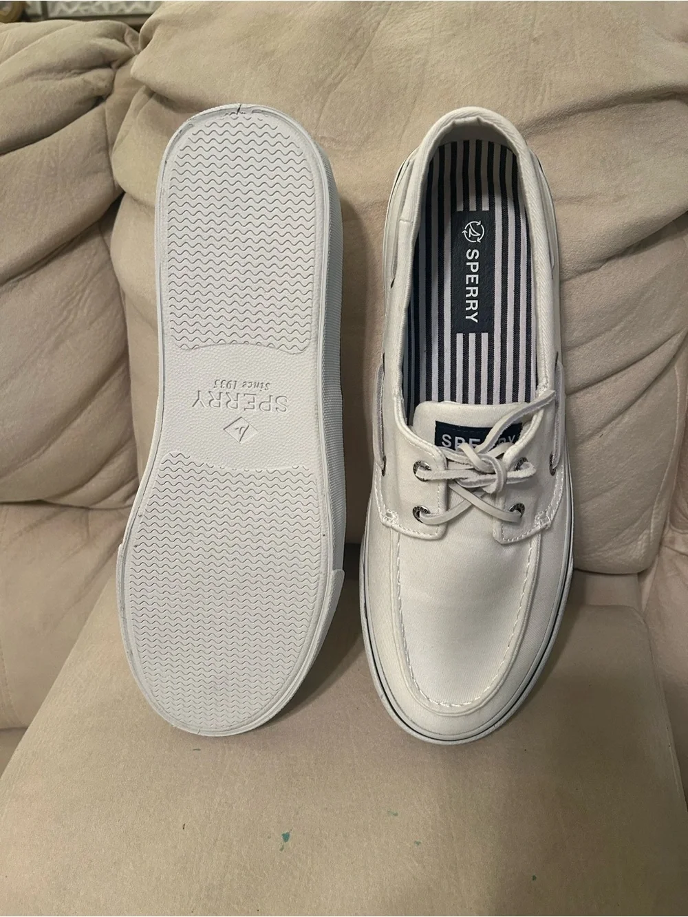 Sperry Men's Off-White Canvas Boat Shoes